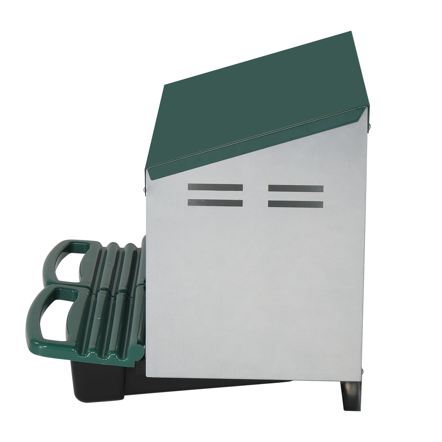 2 Compartments 54x52x47cm Pitched Roof House Iron-plastic Green Chicken Feeding Trough